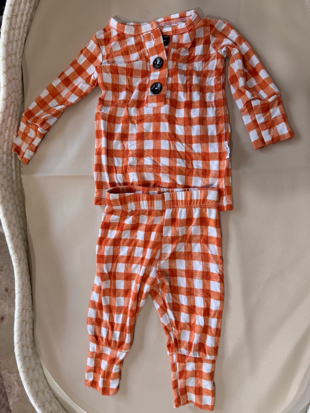3 for $25 Carter's Orange and White Gingham Two-Piece Pajama Set